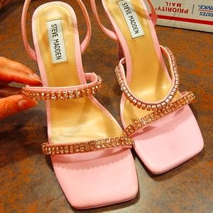 Steve Madden pink heels with rhinestones